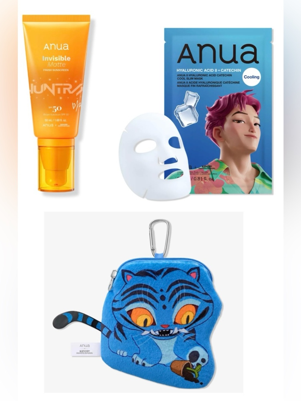 ANUA KPop Demon Hunter Mask, Matte Sunscreen & Limited Edition Derby Pouch